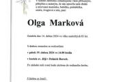 Zemřela paní Olga Marková
